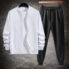 Stylish Men's Zipper Track Suit - 2 Pcs Polyester, Plain Design