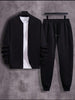 Stylish Men's Zipper Track Suit - 2 Pcs Polyester, Plain Design