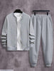 Stylish Men's Zipper Track Suit - 2 Pcs Polyester, Plain Design